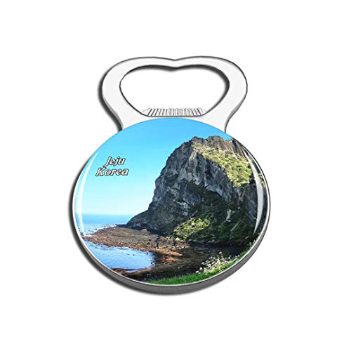 Weekino Corea Jeju Imán de refrigerador Cerveza Abrebotellas Ciudad Viajar Recuerdo Colección Etiqueta engomada Fuerte del refrigerador