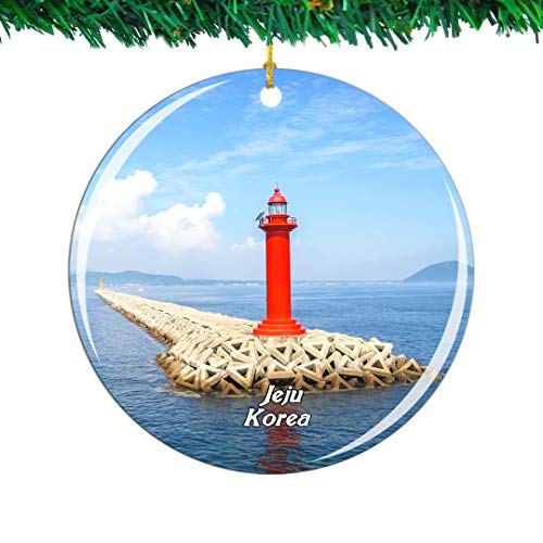Weekino Isla UDO Jeju Corea Navidad Ornamento Ciudad Viajar Recuerdo Colección Doble Cara Porcelana 2.85 Pulgadas Decoración de árbol Colgante