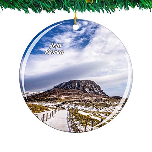 Weekino Parque Nacional Hallasan Jeju Corea Navidad Ornamento Ciudad Viajar Recuerdo Colección Doble Cara Porcelana 2.85 Pulgadas Decoración de árbol Colgante