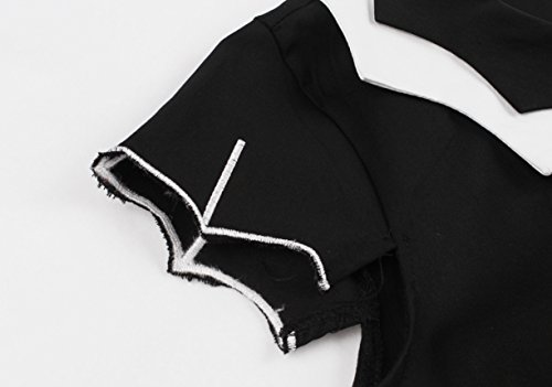 Wellwits - Vestido vintage para mujer, diseño de murciélago y araña, bordado de tela de Halloween - Negro - 40-42