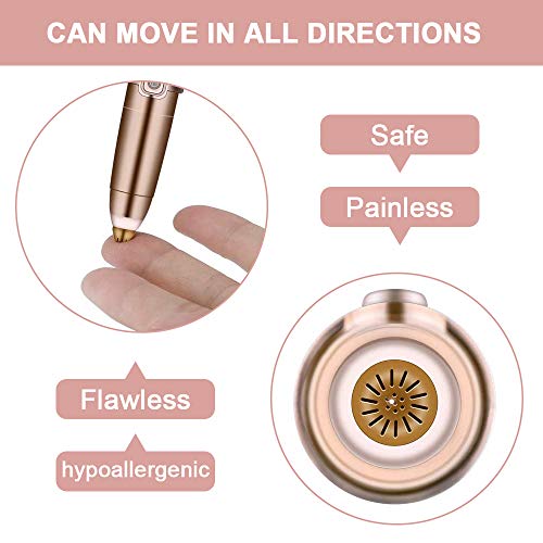 Wesho Depiladora Facial Mujer-USB recargable moldeador de cejas, depiladora de cejas y depilador multifuncional sin dolor para mujeres, lavable cejas (oro rosa)