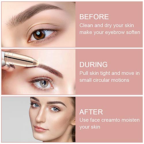 Wesho Depiladora Facial Mujer-USB recargable moldeador de cejas, depiladora de cejas y depilador multifuncional sin dolor para mujeres, lavable cejas (oro rosa)