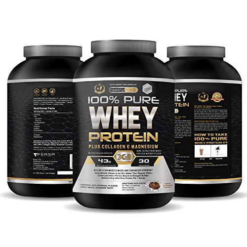 Whey Protein | Proteina whey pura con colágeno + magnesio | Tonifica y aumenta la masa muscular | Protege músculos y ayuda a la recuperación de los tejidos fibrosos | 1000g de proteína sabor chocolate