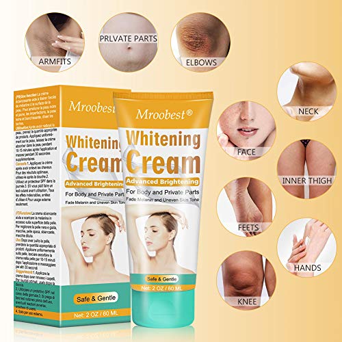 Whitening Cream, Crema Blanqueadora, Skin Whitening Cream, Crema Blanqueadora Cuerpo y Aclarar las Manchas de la piel, Corporal para Piel Oscura, Cuello, Codo-60ML