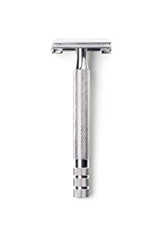 Wilkinson Sword Classic PREMIUM - Máquina de Afeitar Vintage de Acero Cromado para Hombre + 5 Hojas de Afeitar de Doble Filo, Afeitado Clásico Manual