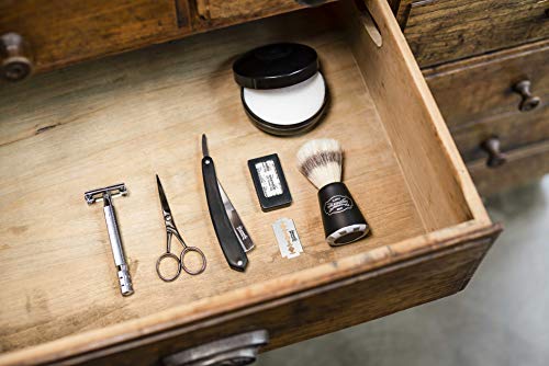 Wilkinson Sword Classic PREMIUM - Máquina de Afeitar Vintage de Acero Cromado para Hombre + 5 Hojas de Afeitar de Doble Filo, Afeitado Clásico Manual