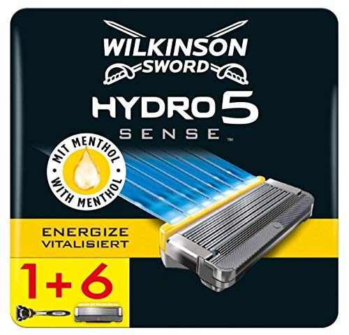 Wilkinson Sword Pack Ffp ECO box Hydro 5 Sense - Kit de maquinilla de afeitar de 5 hojas para hombre + 7 recambios de cuchillas, afeitado manual masculino