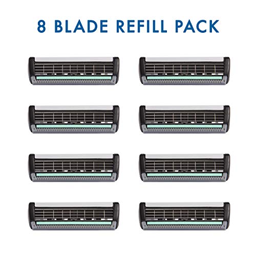 Wilkinson Sword Quattro Plus - Cargador de 8 Unidades de Recambio de Cuchillas de Afeitar para Hombre de 4 Hojas, Afeitado Manual Masculino