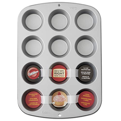 Wilton Recipe Right® Molde para Muffins, Cupcakes o Magdalenas de 12 cavidades con base de 5cm, 03-3118