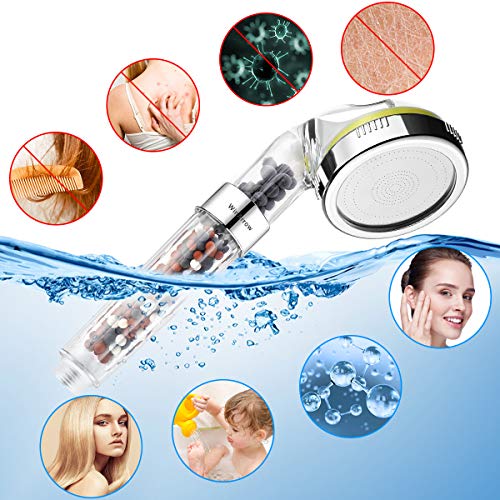 WinArrow Alcachofa de Ducha, Iónico Cabeza de Ducha con Vitamina C Elimina Cloro 200% de Alcachofa Móviles para Ducha Alta Presión y 40% de Ahorro Agua con Panel Microporoso de 80mm