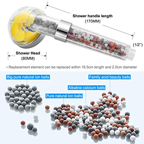WinArrow Alcachofa de Ducha, Iónico Cabeza de Ducha con Vitamina C Elimina Cloro 200% de Alcachofa Móviles para Ducha Alta Presión y 40% de Ahorro Agua con Panel Microporoso de 80mm