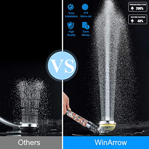 WinArrow Alcachofa de Ducha, Iónico Cabeza de Ducha con Vitamina C Elimina Cloro 200% de Alcachofa Móviles para Ducha Alta Presión y 40% de Ahorro Agua con Panel Microporoso de 80mm