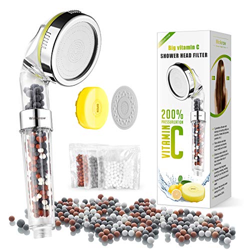 WinArrow Alcachofa de Ducha, Iónico Cabeza de Ducha con Vitamina C Elimina Cloro 200% de Alcachofa Móviles para Ducha Alta Presión y 40% de Ahorro Agua con Panel Microporoso de 80mm