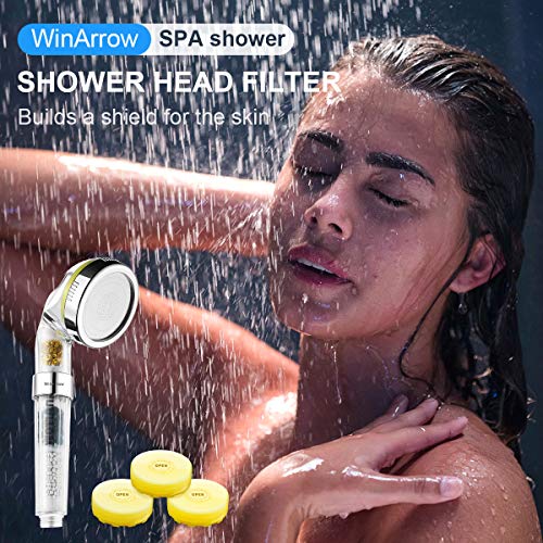 WinArrow Cabezal Ducha Filtro, Vitamina C Iones KDF55 Alcachofa Ducha Filtro Elimina Cloro y Flúor, Suaviza el Agua con Panel Microporoso 304 Inox de 80mm 200% de Alta Presión y 40% de Ahorro Agua