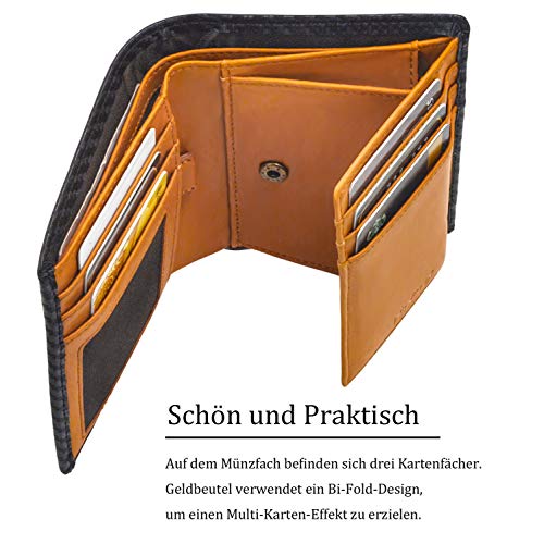 WinCret Piel Carteras para Hombre con Monedero y RFID Bloqueo - Billetera Hombre con 8 Ranuras para Tarjeta de película