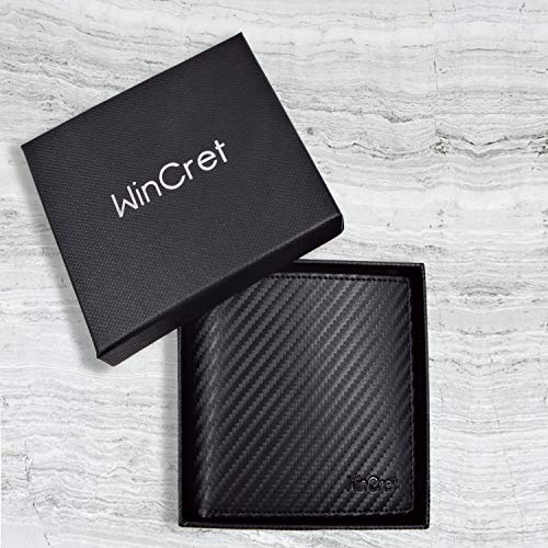 WinCret Piel Carteras para Hombre con Monedero y RFID Bloqueo - Billetera Hombre con 8 Ranuras para Tarjeta de película
