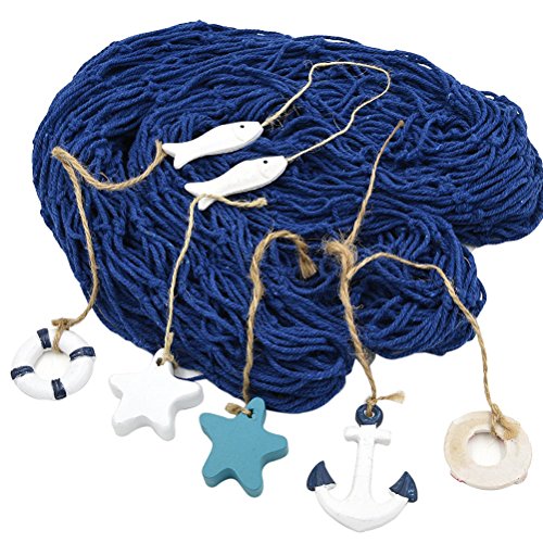 WINOMO Mediterránea del Estilo Red Decorativa de Pescados con el Ancla Estrella Decoración de Pared 150 * 200cm