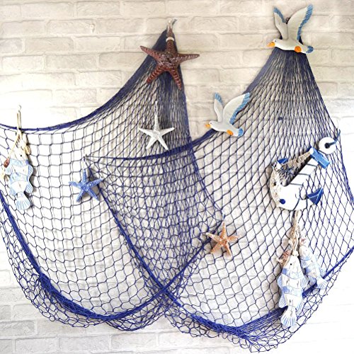 WINOMO Mediterránea del Estilo Red Decorativa de Pescados con el Ancla Estrella Decoración de Pared 150 * 200cm