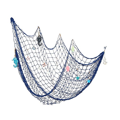 WINOMO Mediterránea del Estilo Red Decorativa de Pescados con el Ancla Estrella Decoración de Pared 150 * 200cm