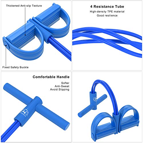 WISDOMLIFE Cuerda para ejercitar piernas, 4 Tubos, multifunción, para Yoga, Fitness, Pedal, dominadas, Culturismo, etc. Bandas de Ejercicio de Resistencia para Gimnasio en casa (Azul)