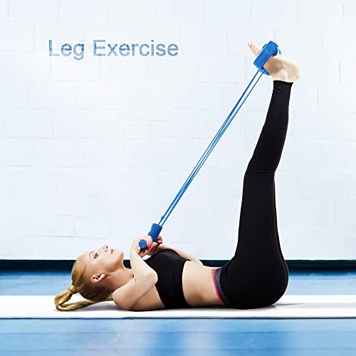 WISDOMLIFE Cuerda para ejercitar piernas, 4 Tubos, multifunción, para Yoga, Fitness, Pedal, dominadas, Culturismo, etc. Bandas de Ejercicio de Resistencia para Gimnasio en casa (Azul)