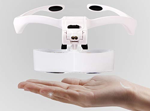WOAIWOJIA Lupa con Luz 2 Led Lupas De Gran Aumento Leer Extensiones De Pestañas Reparación De Joyería Gafas Lupa Visera Y Cinco Lentes Intercambiable (1x,1.5X,2X,2.5X,3.5X)