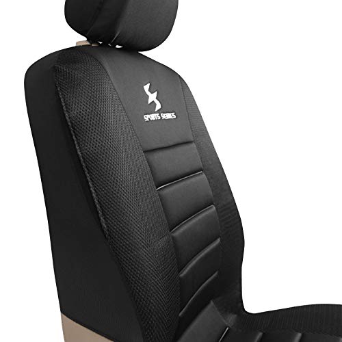 WOLTU 5X Fundas de Asiento para Coche Universal Delantero y Traseros Cubierta para Asiento Automóvil sin Bolsa de Aire 100% Poliéster Negro AS7555-5