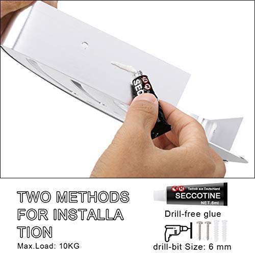 WOSTOO Estantería de Esquina para Baño,Estantería Ducha sin Perforaciones Aluminio Estanteria Baño Ducha con 2 Ganchos Accesorios de Baño y Cocina -2 piezas