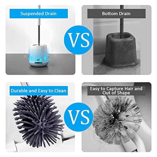 WOTEK Escobillas Y Portaescobillas de Inodoro, Escobillas de Baño Silicona, Escobillas de Baño/Escobilla WC/Cepillo Limpieza,Cepillo Y Soporte para Inodoro de Silicona, Strong Decontamination(Blanco)