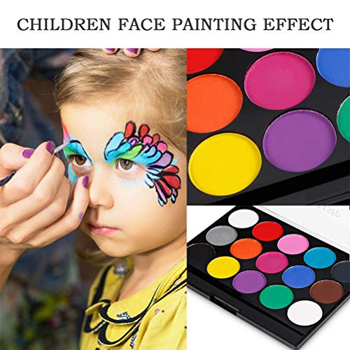 WOWOSS Pinturas de Cara para Niños Set de Maquillaje para Fiestas Infantiles Incluye Pinceles para Pintura Facial, Pinturas al Agua (15 Colores)