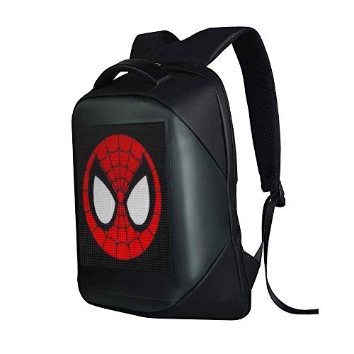 WSMLA Actualizar LED Inteligente Mochila, innovadora Pantalla de la Propaganda Personalizada dinámico Mochila adecuados WiFi Android iOS App de cumpleaños Creativo del Regalo DIY Mochila, Negro