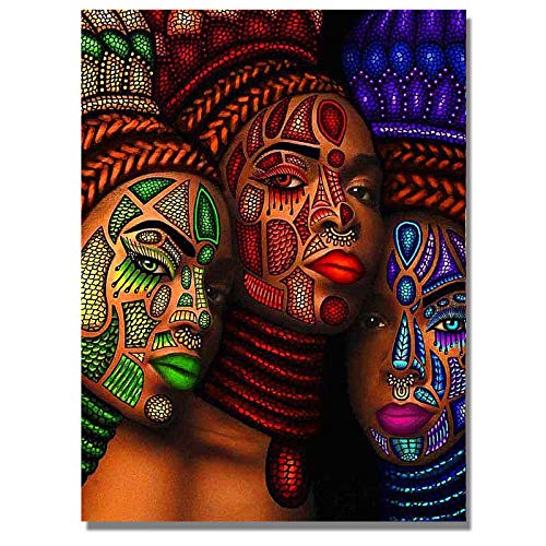wtnhz Mujer Africana Cuadro Pintura al óleo Lienzo Pintura Sin Marco