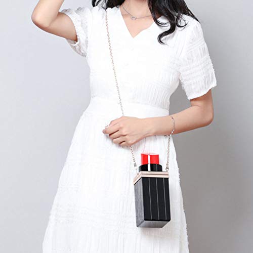 WWJJLL Barra de Labios Bolso, Cadena Personalizada del lápiz Labial Bolsa Mini Caja de Almacenamiento portátil de Viaje Bolsa de Regalo para la Madre de la Muchacha,Negro