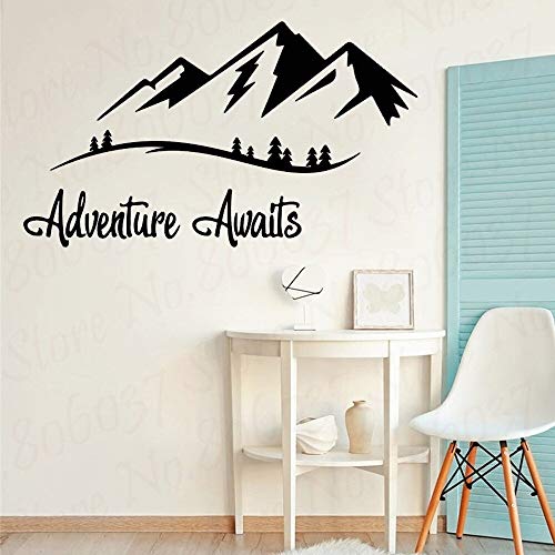 wZUN Aventura Esperando Pared calcomanía Vinilo montaña Viaje Pared Arte Pegatina Sala de Estar Dormitorio decoración nórdica 85X49cm