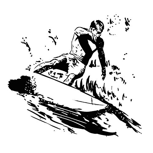 wZUN Etiqueta de la Pared de Surf baño Vidrio decoración Impermeable Tabla de Surf Surfista Deportes Extremos Vinilo Adhesivo 62x57cm