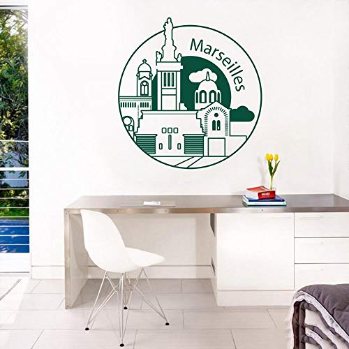 wZUN Francés Redondo Ciudad Paisaje Pared Arte Mapa Geo hogar habitación decoración móvil 57x61cm