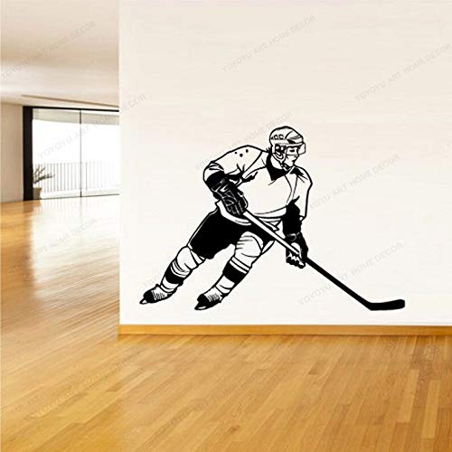 wZUN Hockey sobre Hielo Tatuajes de Pared Jugador de Hockey Pegatinas de Pared Hockey sobre Hielo Portero decoración de la Pared Familia móvil 63X90cm