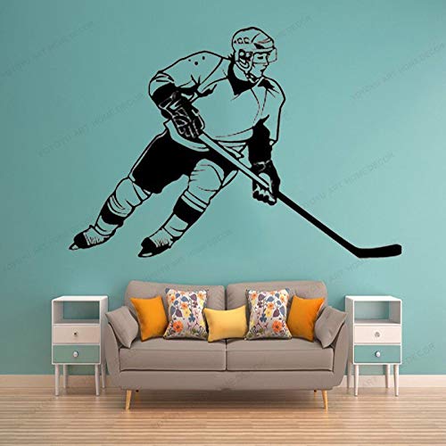 wZUN Hockey sobre Hielo Tatuajes de Pared Jugador de Hockey Pegatinas de Pared Hockey sobre Hielo Portero decoración de la Pared Familia móvil 63X90cm