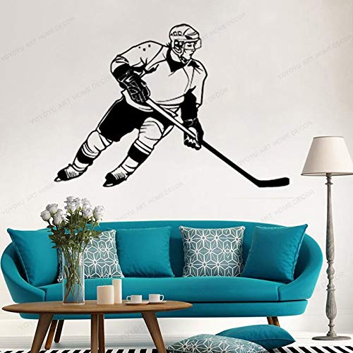 wZUN Hockey sobre Hielo Tatuajes de Pared Jugador de Hockey Pegatinas de Pared Hockey sobre Hielo Portero decoración de la Pared Familia móvil 63X90cm