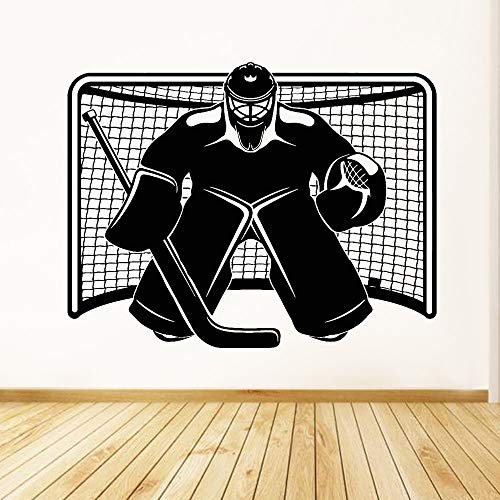 wZUN Pegatina de Pared Deportiva Art Deco Hockey sobre Hielo Jugador de Portero Vinilo Pared calcomanía Sala de Estar decoración del hogar 42X32cm