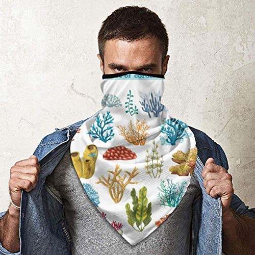 XaMiner Coloridos corales y Algas Flora y Fauna submarina A Prueba de Viento Calentador de Cuello Deportivo Pasamontañas Invierno Multifunción térmica