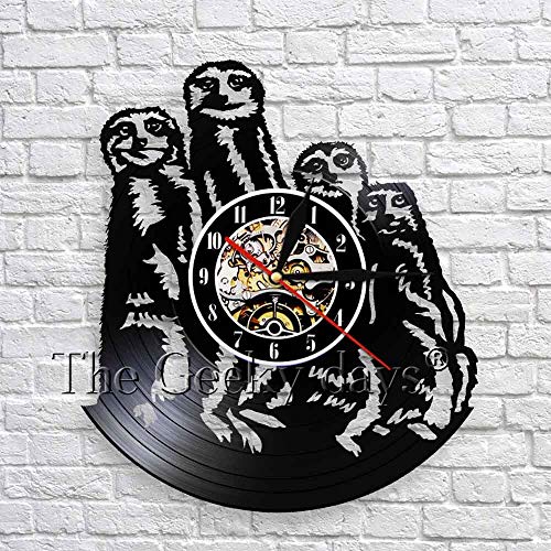 xcvbxcvb Reloj de Pared con decoración de Arte Familiar de Animales de Safari, Reloj de Pared con Registro de Vinilo de diseño Moderno, Reloj de Pared 3D, decoración de habitación para niños