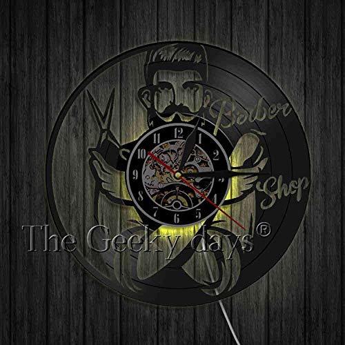 xcvbxcvb Reloj de Pared con Disco de Vinilo para peluquería, Relojes 3D, decoración de Arte de Pared para peluquería, única y Maravillosa, Idea de Regalo para peluquería
