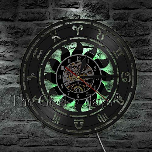 xcvbxcvb Reloj de Pared con diseño de Zodiaco, Reloj de astronomía Colgante, Reloj de Pared 3D, diseño Moderno, Reloj de Pared con Registro de Vinilo, decoración del hogar