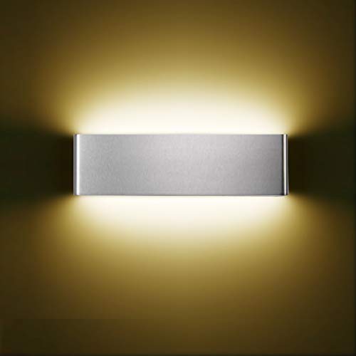 XIAJIA-12W LED Lámpara de pared Interior,Moderna Apliques de Pared,Moda Agradable Luz de Ambiente, AC85-265V, Longitud 30cm,Blanco Cálido/Plata/aluminio cepillado