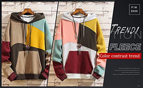 XIAOYAO Hombre Sudadera con Capucha Deportiva Manga Larga Hoodie (Caqui, L (Peso: 50-55 kg))