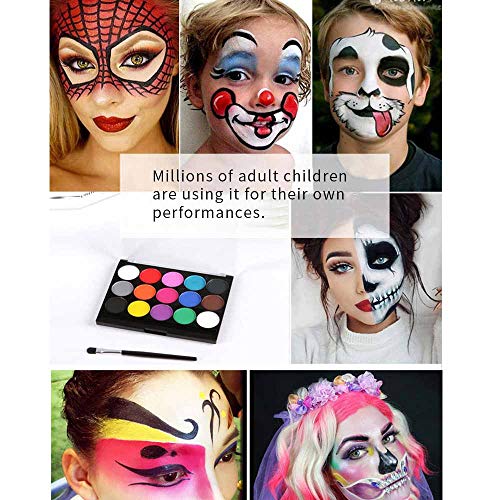 Xinfang 12/15 Color Conjunto De Pintura De Cara Profesional, Conjunto De Maquillaje De Halloween Efectos Especiales Maquillaje Etapa Cicatrices De Heridas Falsas Fáciles De Untar Y Quitar(Multicolor)