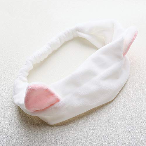 Xiton 1 UNID Suave Elástica Oreja de Gato Hairband Lavado Creativo Cara Ducha Cintas de Maquillaje Hairbands Beauty Spa Cintas Para Mujeres Niñas (blanco)