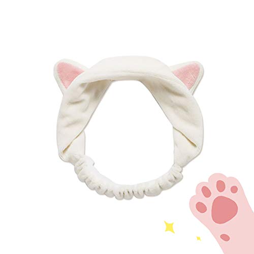 Xiton 1 UNID Suave Elástica Oreja de Gato Hairband Lavado Creativo Cara Ducha Cintas de Maquillaje Hairbands Beauty Spa Cintas Para Mujeres Niñas (blanco)