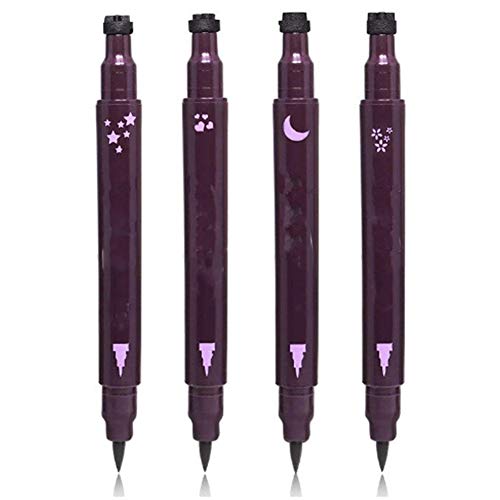Xiton 4pcs de la cabeza del doble Delineador de ojos Delineador de ojos tatuaje sello impermeable de larga duración de maquillaje Delineador de ojos cosmético Negro Delineador de ojos pencill